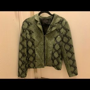 Green and black faux snake skin pattern jacket